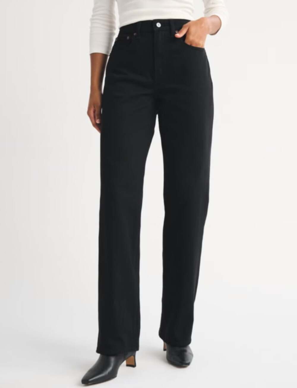 Abercrombie Curve Love High Rise 90s Relaxed Jean No Fade Black Size 31